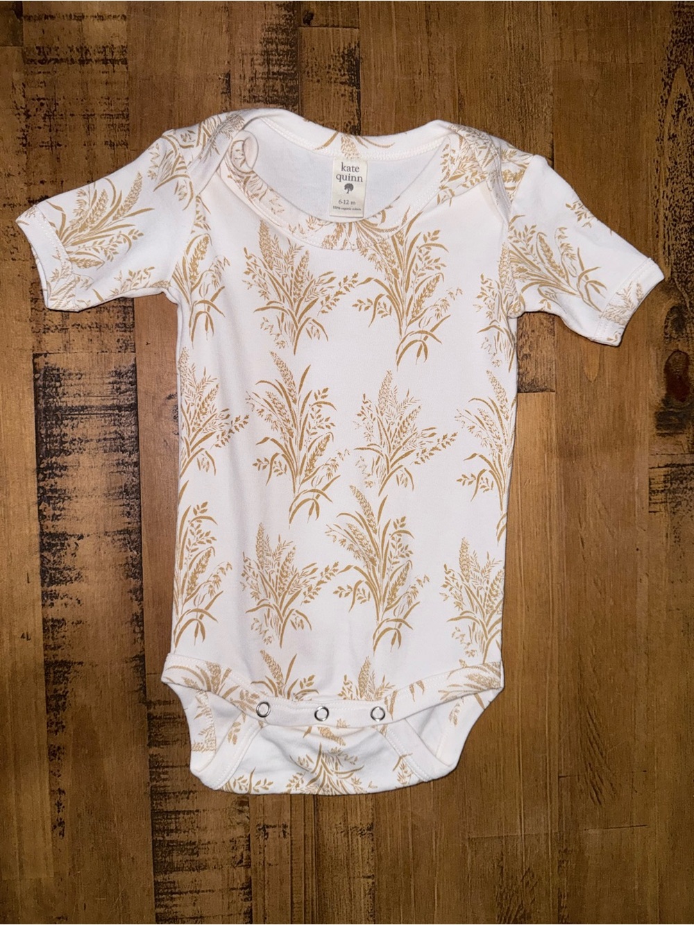 kate quinn White and Gold wheat Baby bodysuit 6-12 month